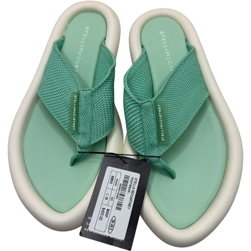 Stella McCartney Mint Air Slides Flip Flops Canvas Rubber Sandals Shoes Sz 36